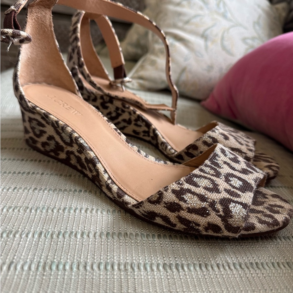 Leopard Print Wedge Sandals low heel